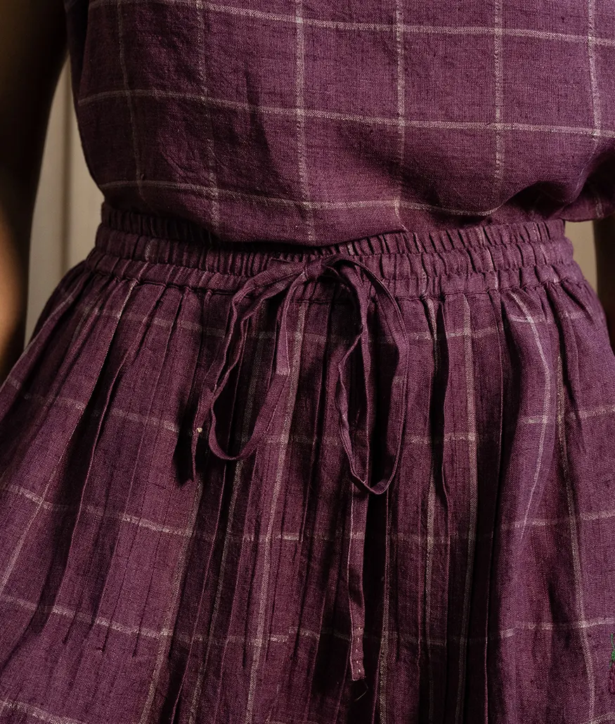 Aubergine Handwoven Linen Skirt - Image 4