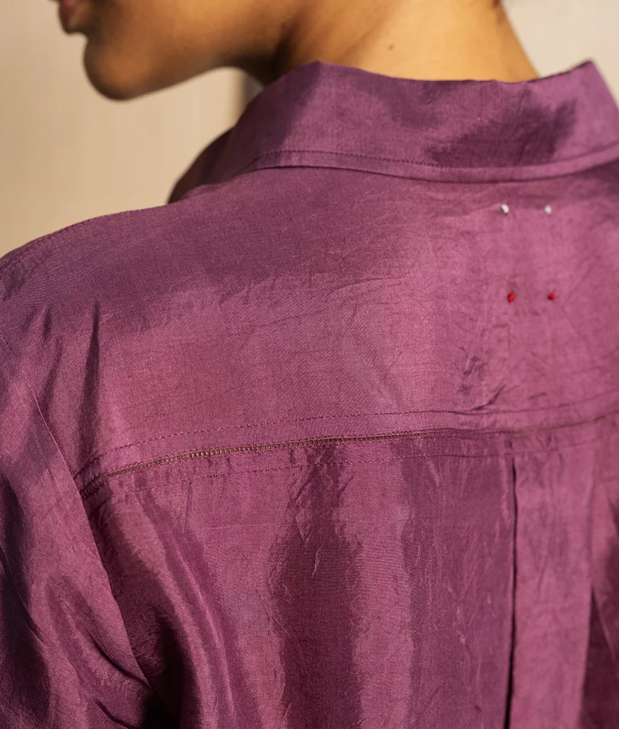 Aubergine Handwoven Silk Shirt - Image 4