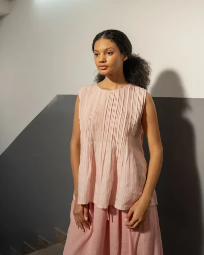 Light Rose Handwoven Linen Top
