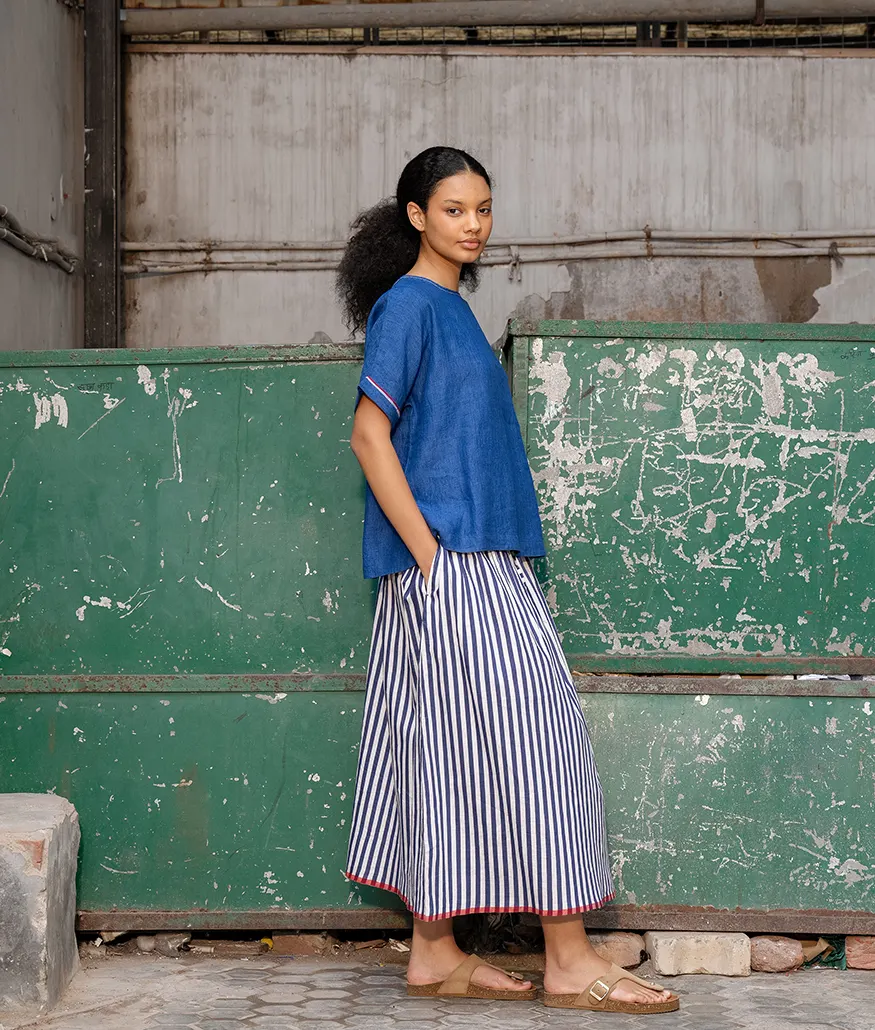 Cobalt Handwoven Linen Top - Image 2