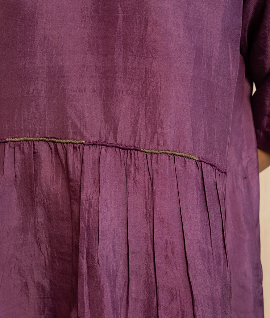 Aubergine Handwoven Silk Dress - Image 3