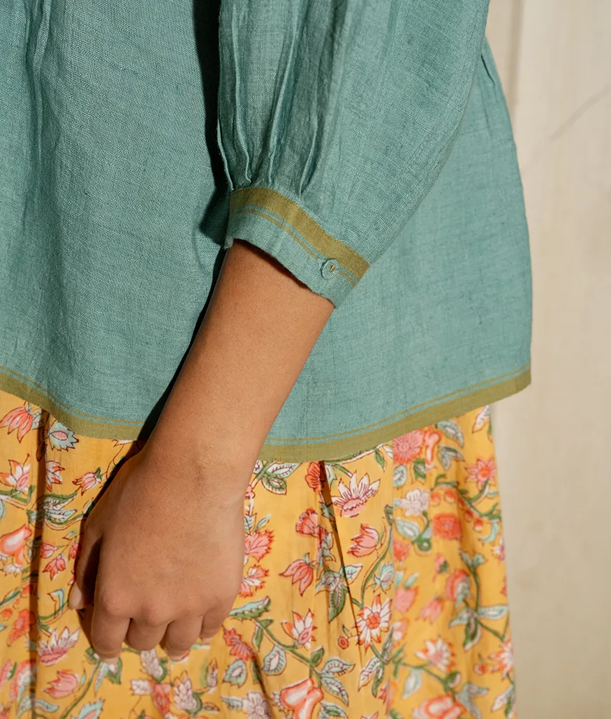 Mineral Green Handwoven Linen Top - Image 5