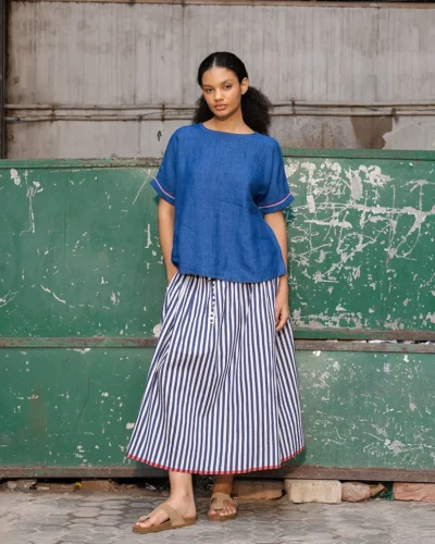 Cobalt Handwoven Linen Top