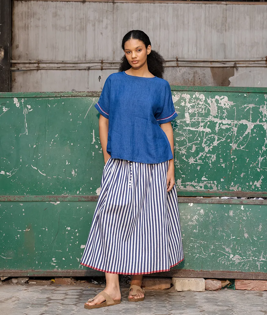 Cobalt Handwoven Linen Top