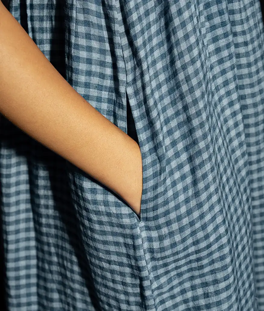 Ash Blue Handwoven Linen Dress - Image 3