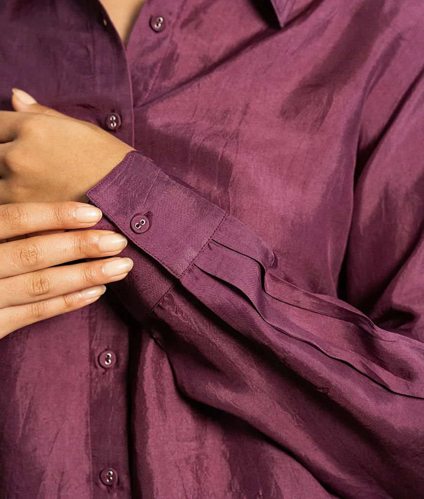 Aubergine Handwoven Silk Shirt - Image 6