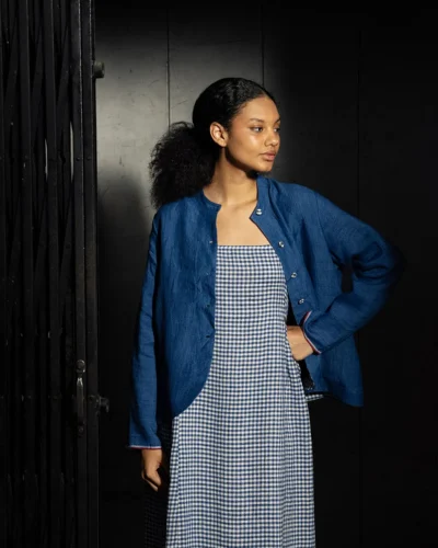 Cobalt Handwoven Linen Jacket