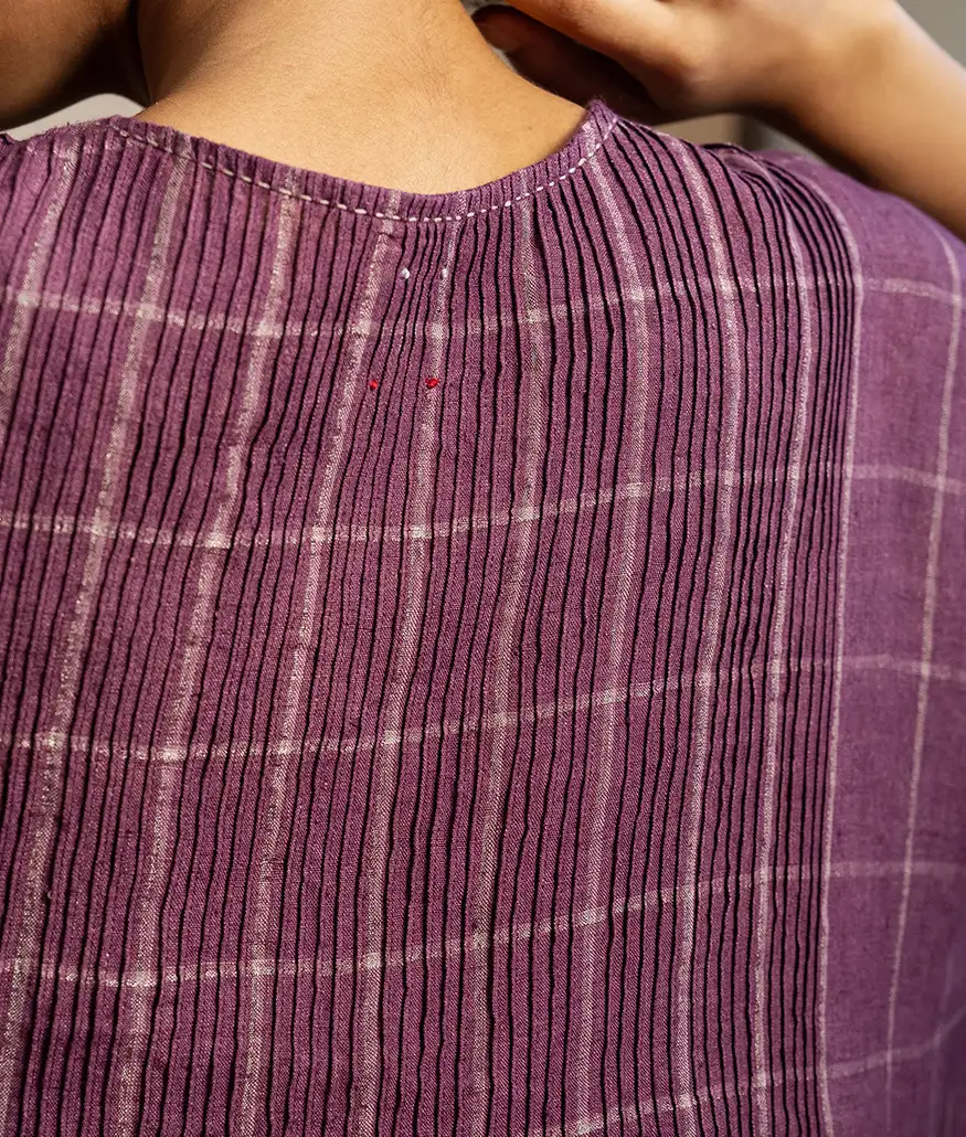 Aubergine Handwoven Linen Blouse - Image 3