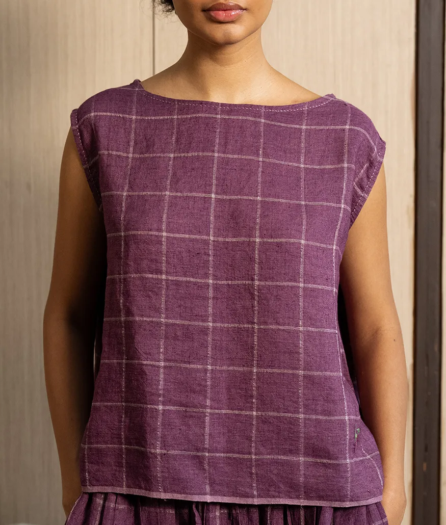 Aubergine Handwoven Linen Top - Image 2