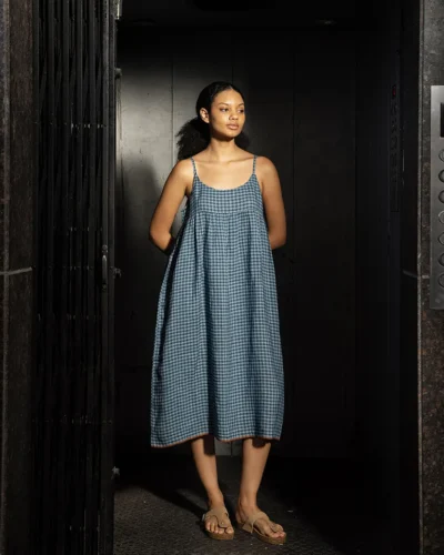 Ash Blue Handwoven Linen Dress