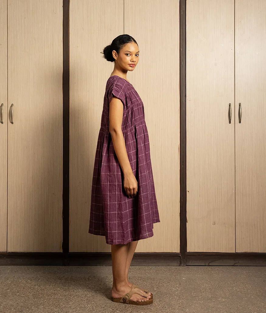 Aubergine Handwoven Linen Dress - Image 3