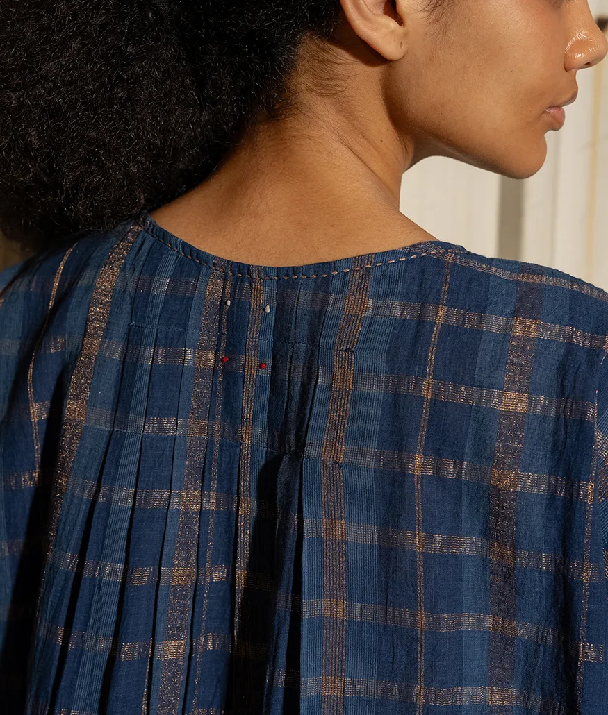 Indigo Handwoven Cotton Blouse - Image 5