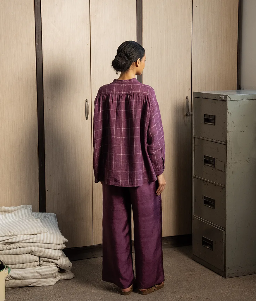 Aubergine Handwoven Linen Shirt - Image 2