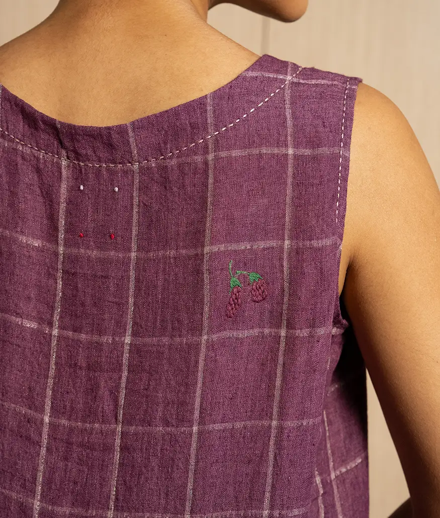 Aubergine Handwoven Linen Dress - Image 4