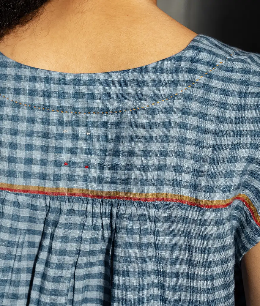 Ash Blue Handwoven Linen Dress - Image 4