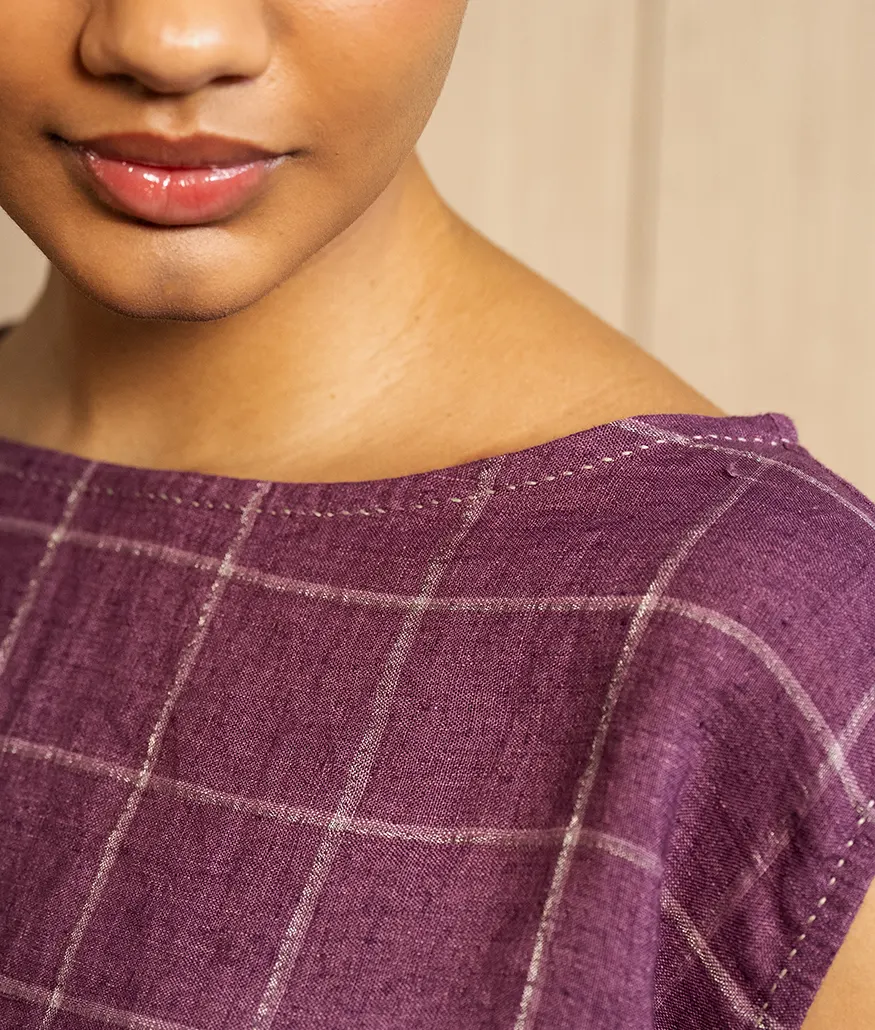 Aubergine Handwoven Linen Top - Image 3