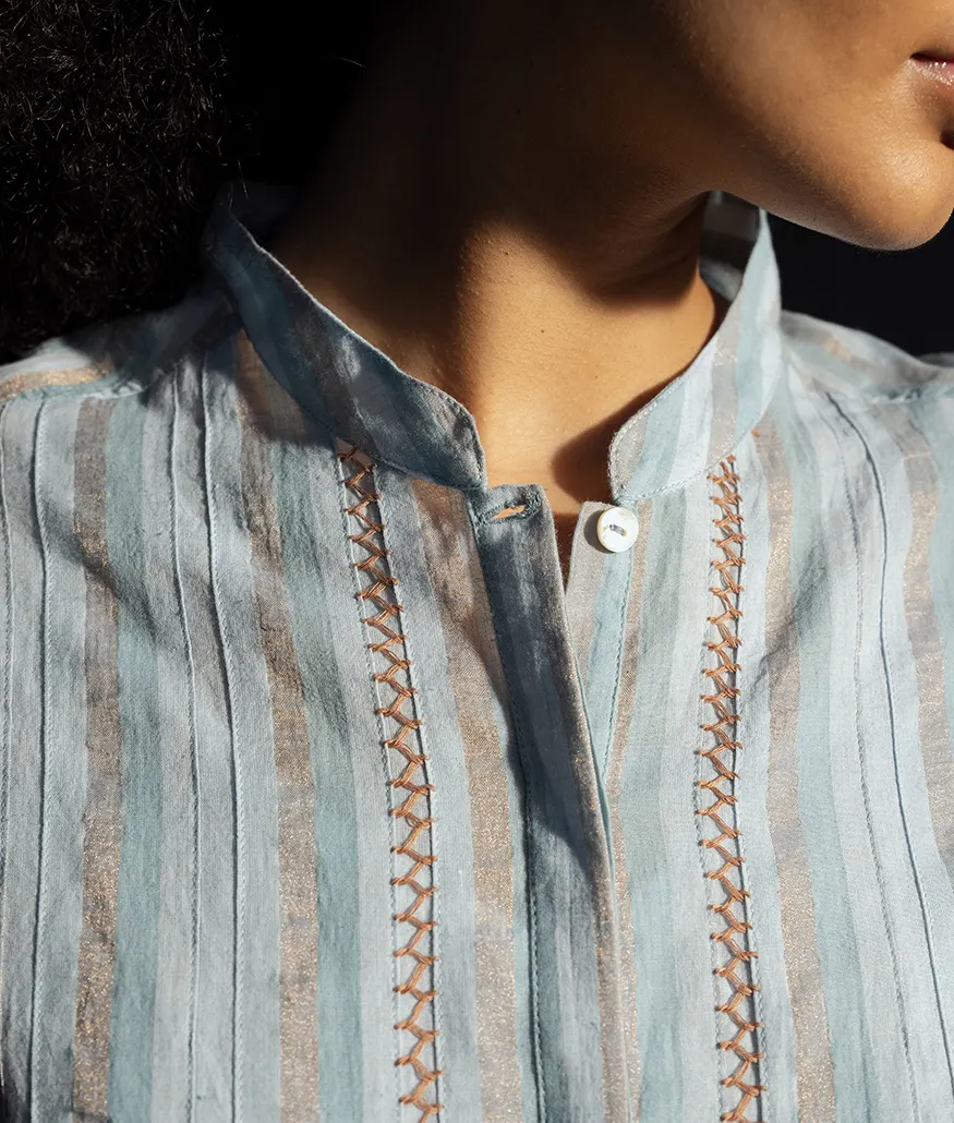 Sky Handwoven Cotton Shirt - Image 4
