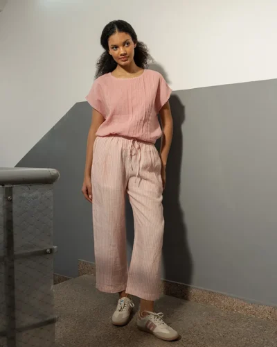 Light Rose Handwoven Linen Pants