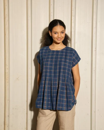 Indigo Handwoven Cotton Blouse