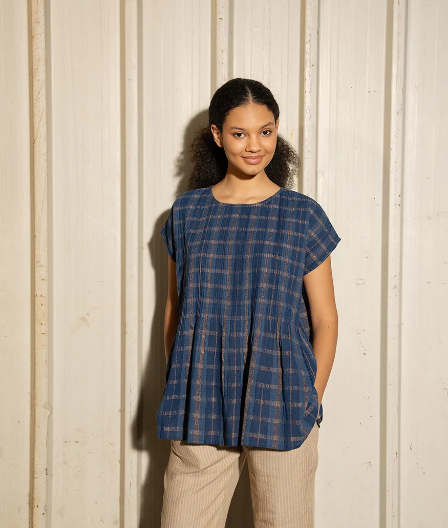 Indigo Handwoven Cotton Blouse