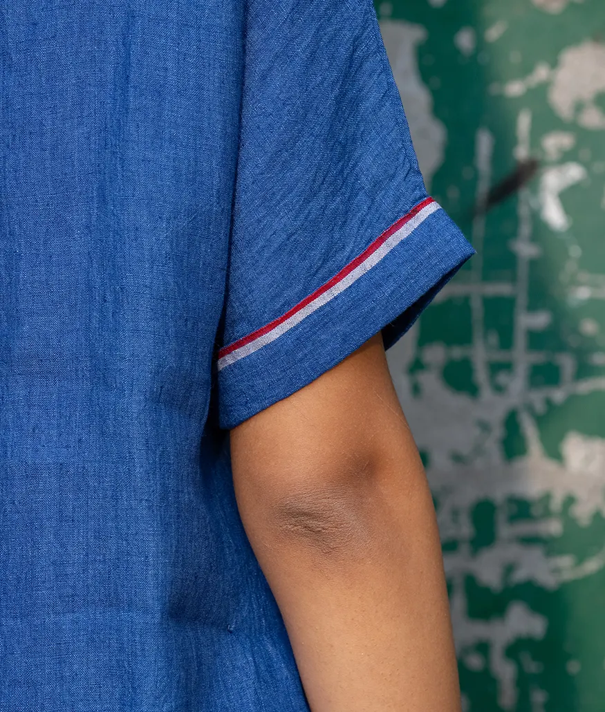 Cobalt Handwoven Linen Top - Image 4
