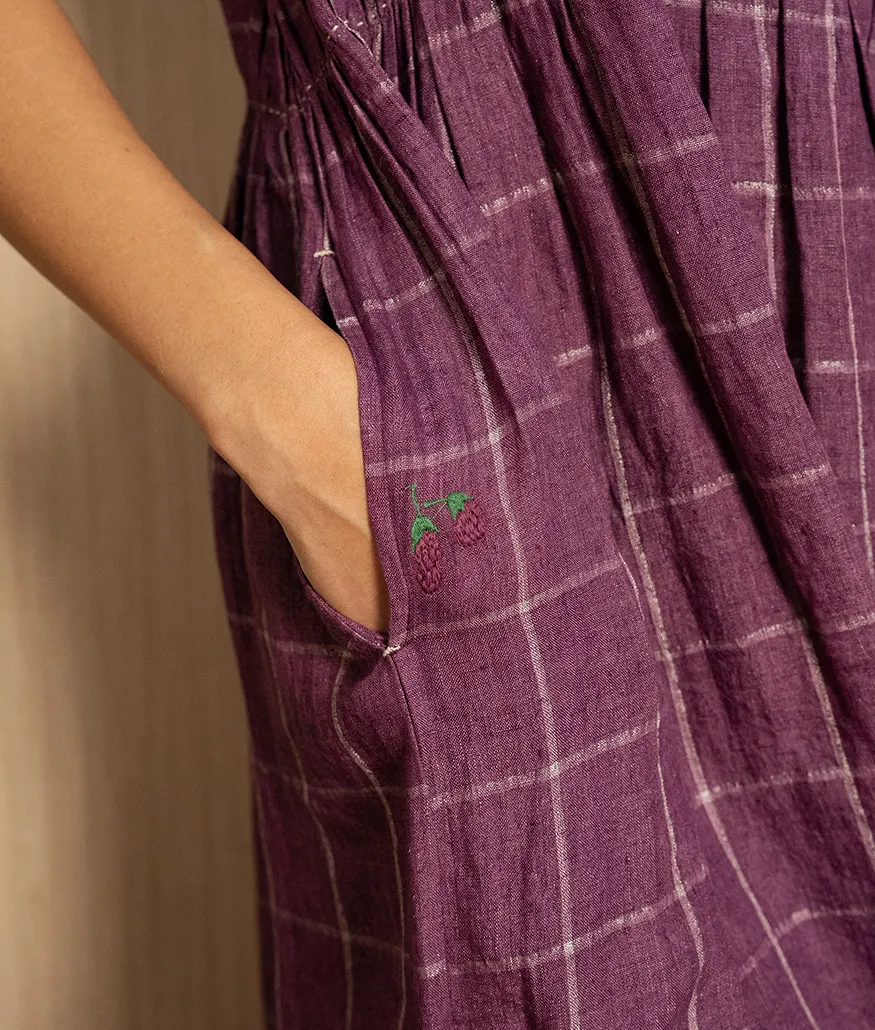 Aubergine Handwoven Linen Dress - Image 4