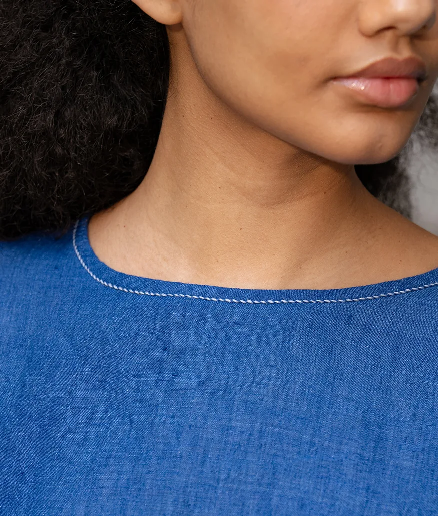 Cobalt Handwoven Linen Top - Image 5