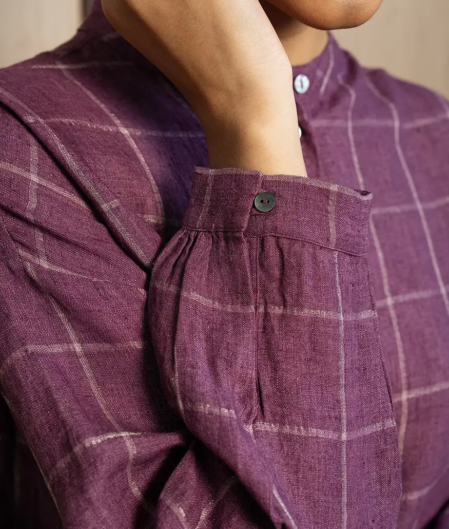 Aubergine Handwoven Linen Shirt - Image 3