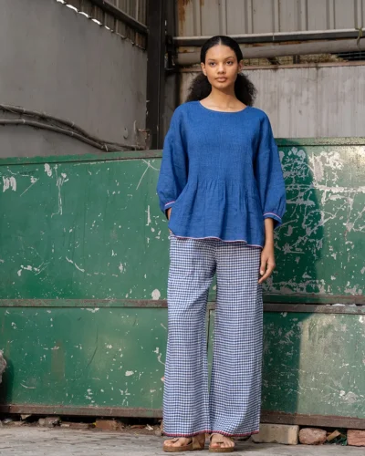 Cobalt Handwoven Linen Top