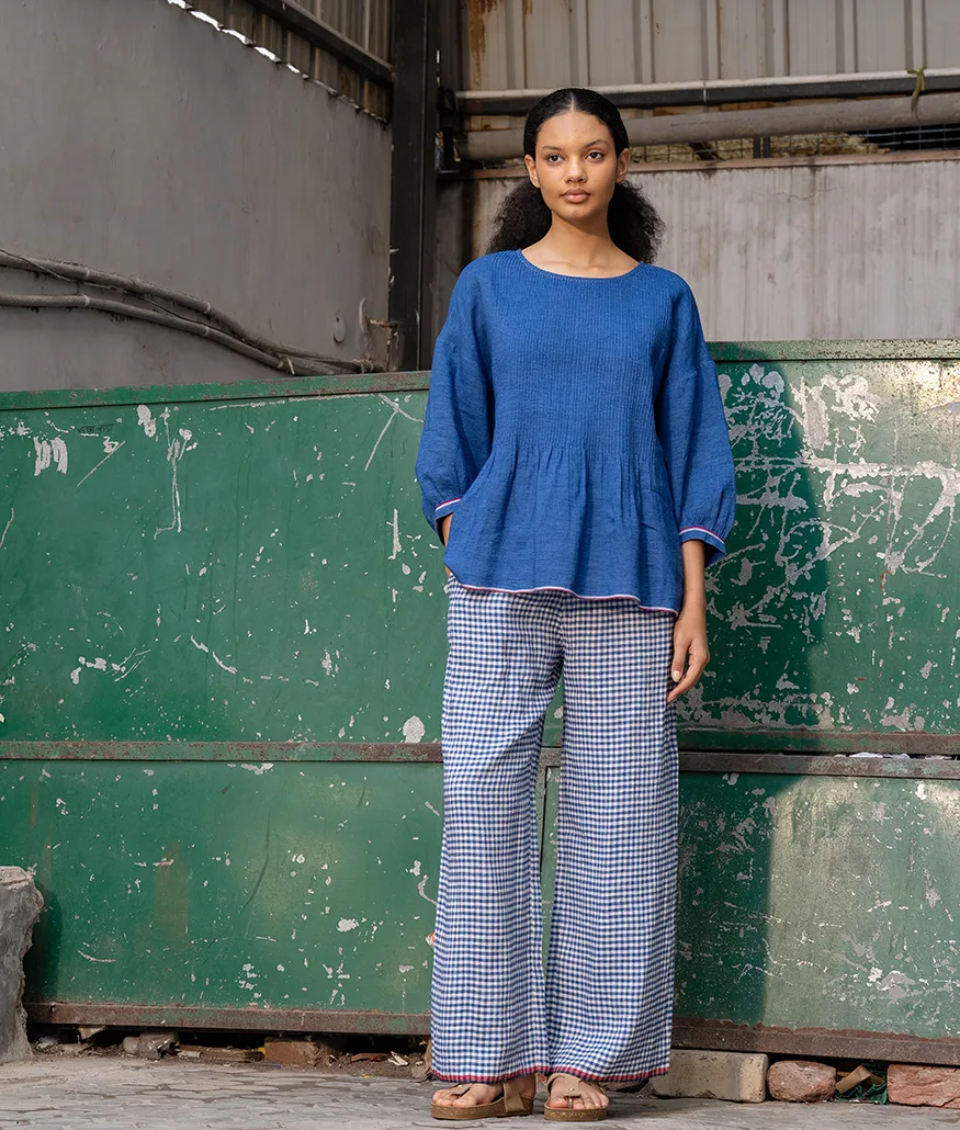 Cobalt Handwoven Linen Top
