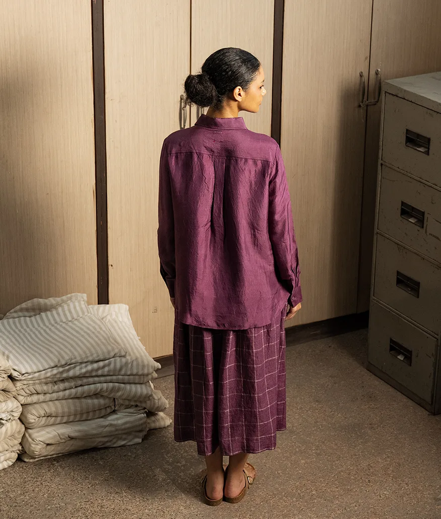 Aubergine Handwoven Silk Shirt - Image 2