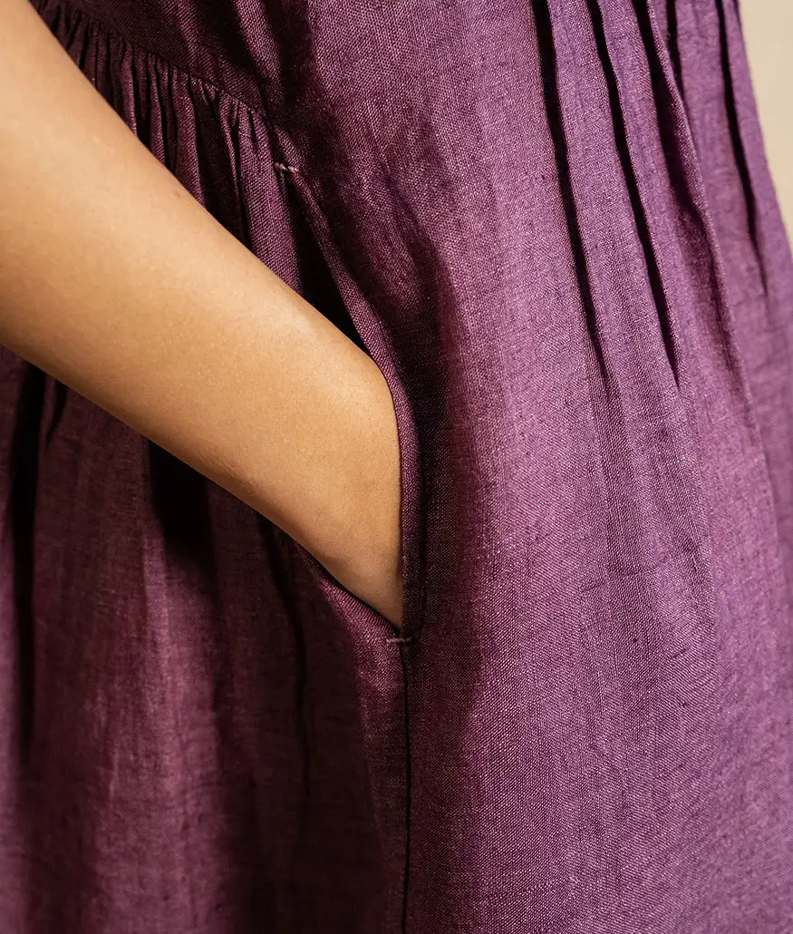 Aubergine Handwoven Linen Dress - Image 5
