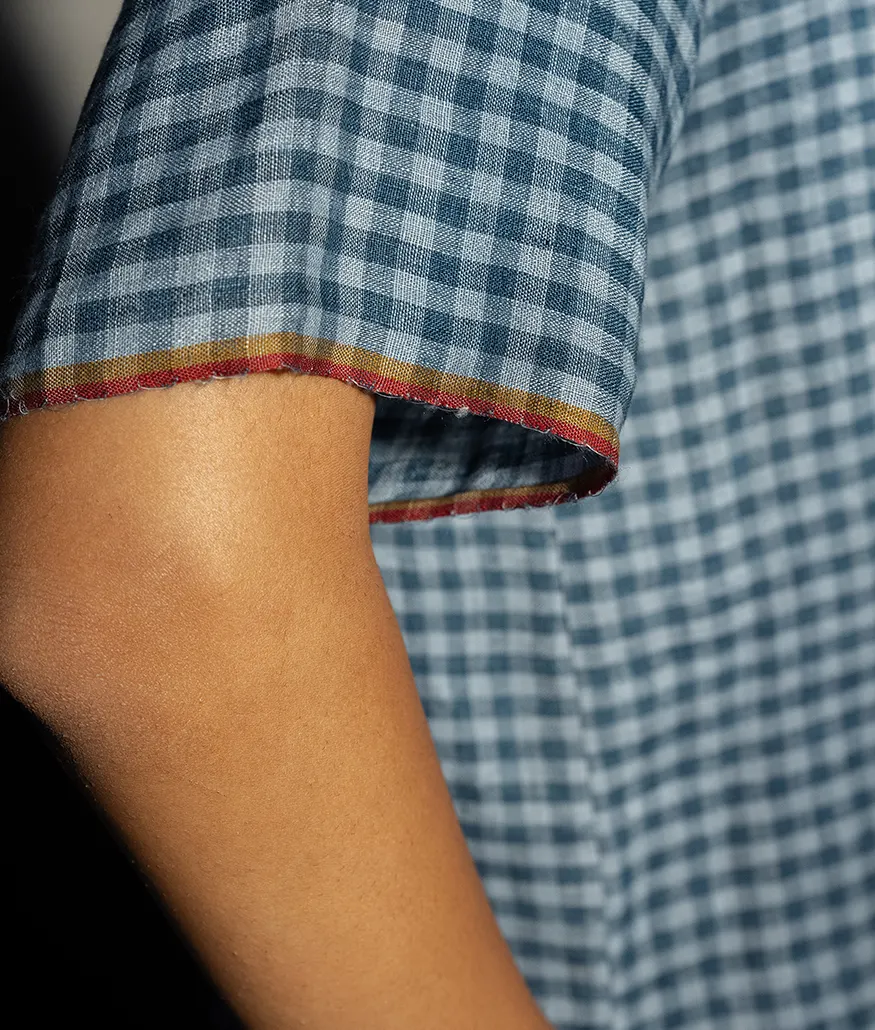 Ash Blue Handwoven Linen Top - Image 4