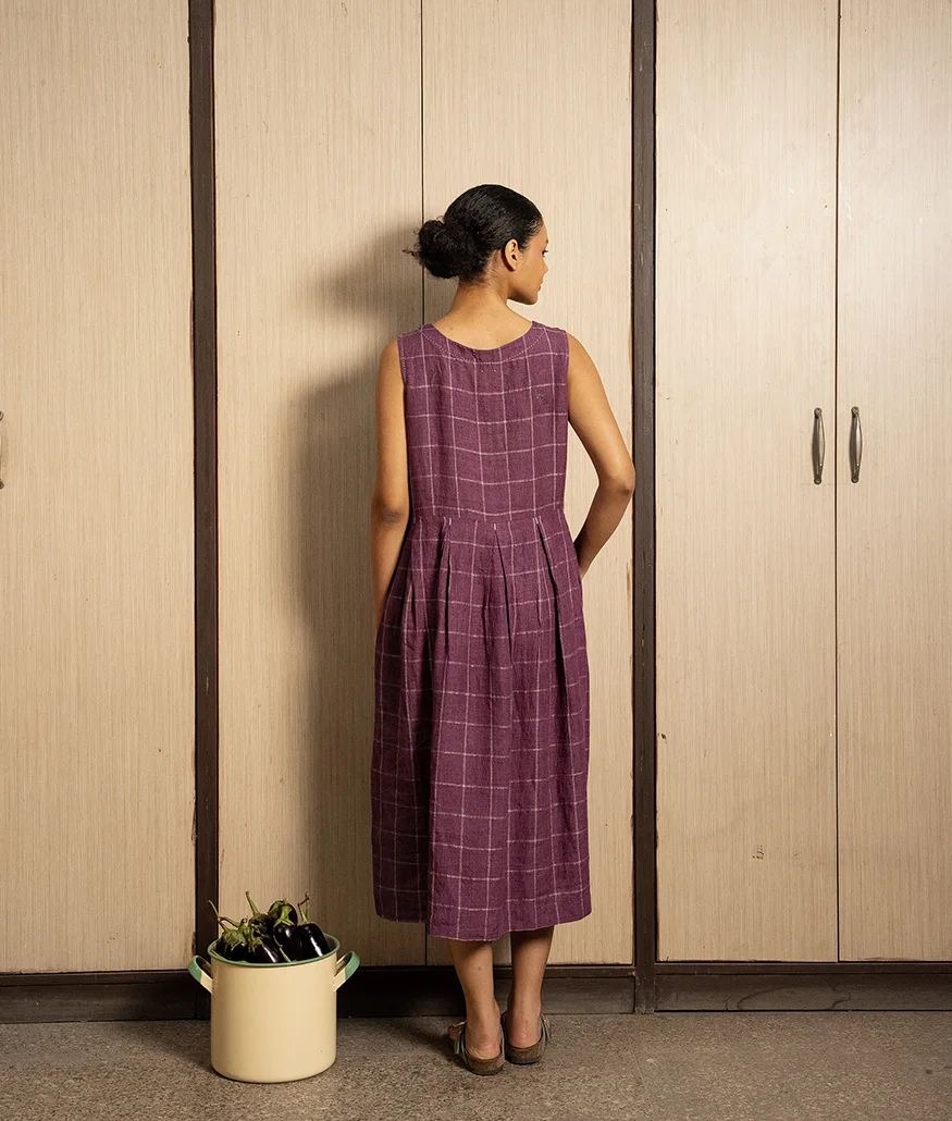 Aubergine Handwoven Linen Dress - Image 2