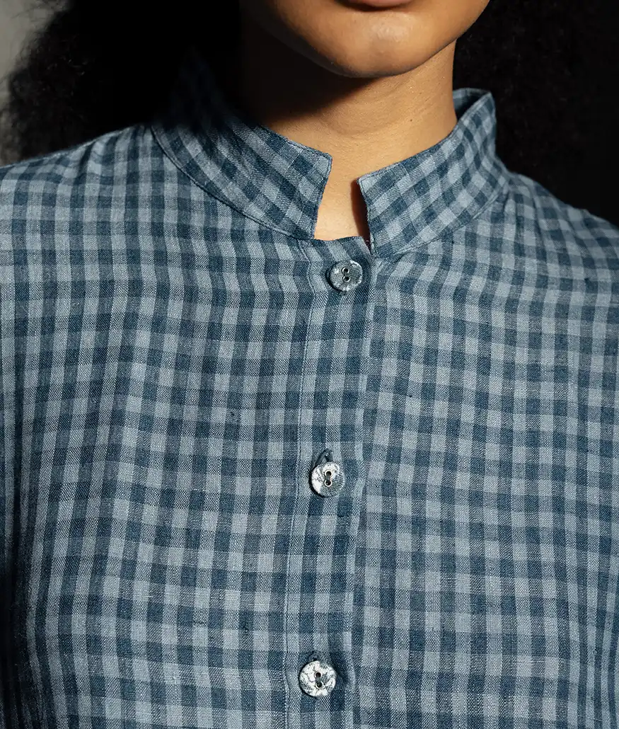 Ash Blue Handwoven Linen Dress - Image 5