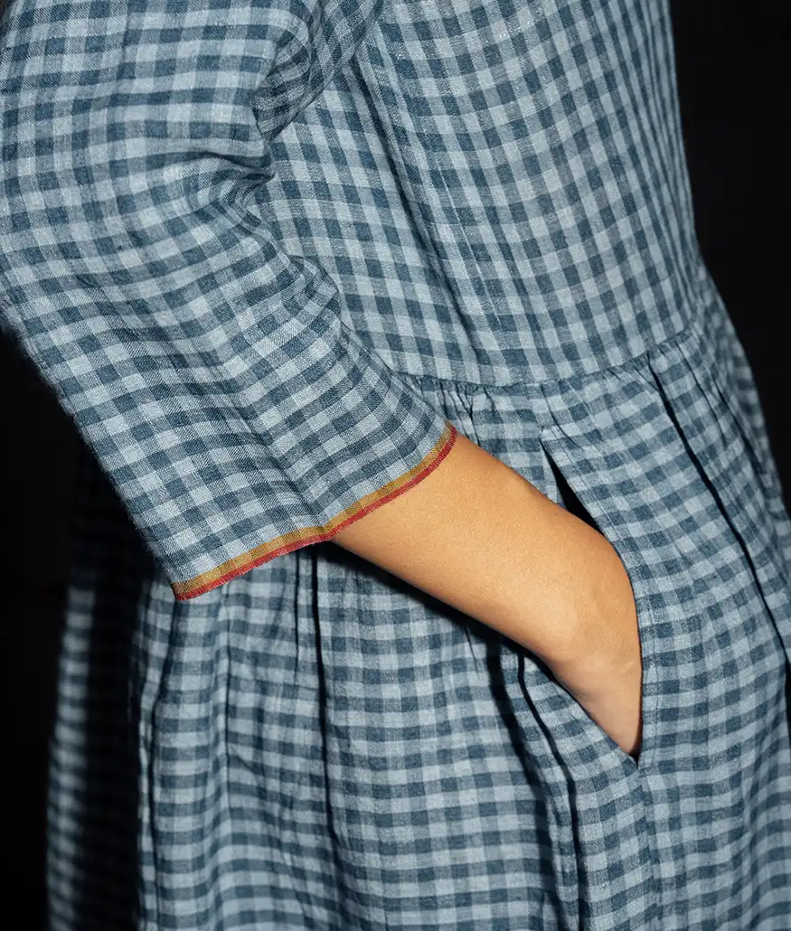 Ash Blue Handwoven Linen Dress - Image 6