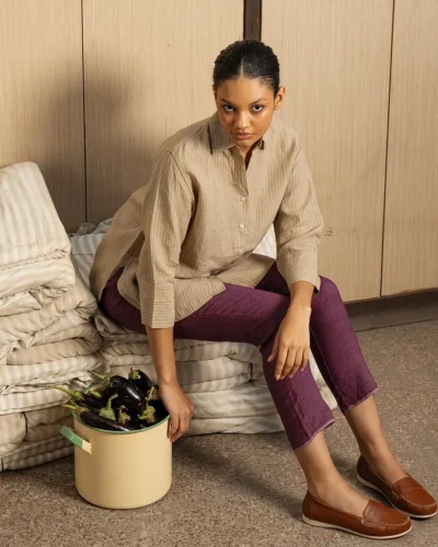 Dune Beige Handwoven Linen Shirt