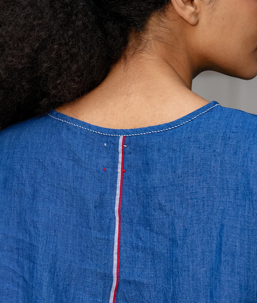 Cobalt Handwoven Linen Top - Image 3