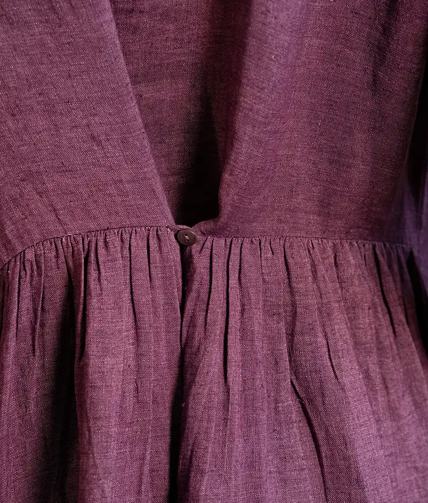 Aubergine Handwoven Linen Dress - Image 2