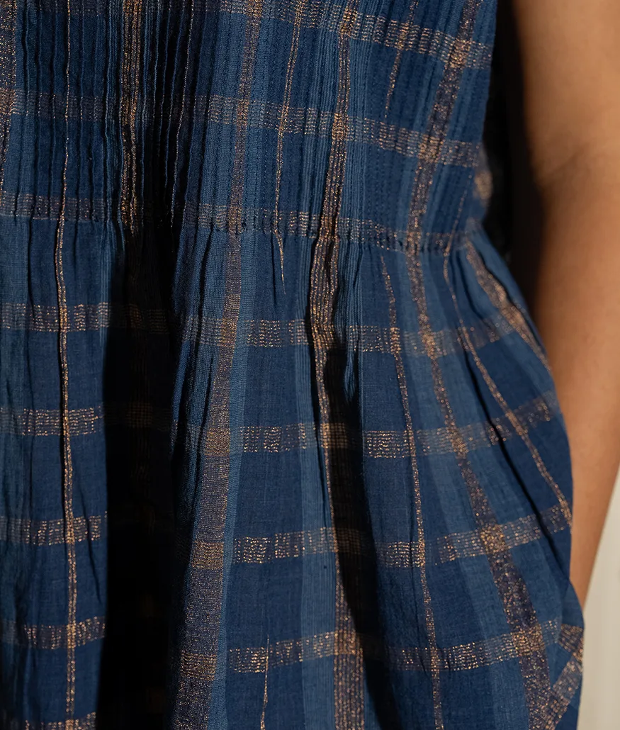 Indigo Handwoven Cotton Blouse - Image 2