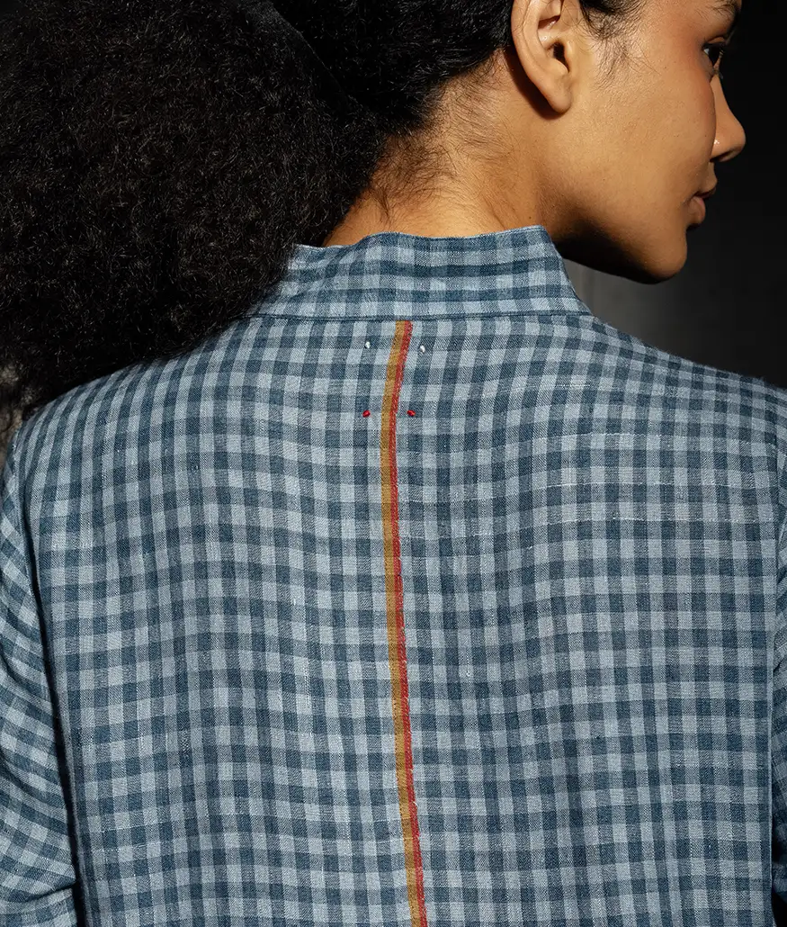 Ash Blue Handwoven Linen Dress - Image 4