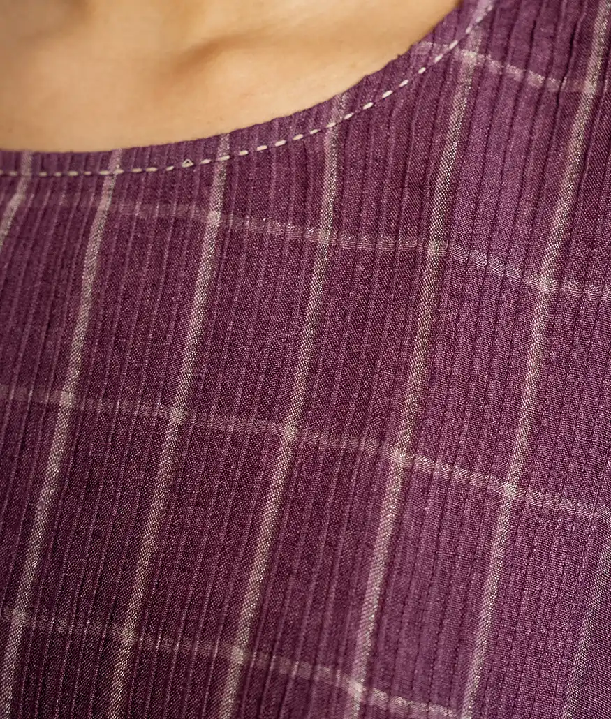 Aubergine Handwoven Linen Blouse - Image 5