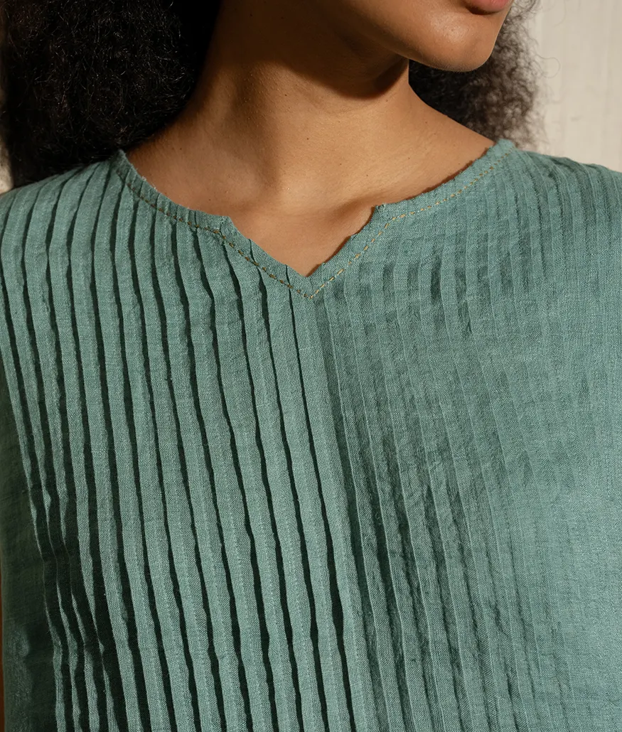 Mineral Green Handwoven Linen Dress - Image 5